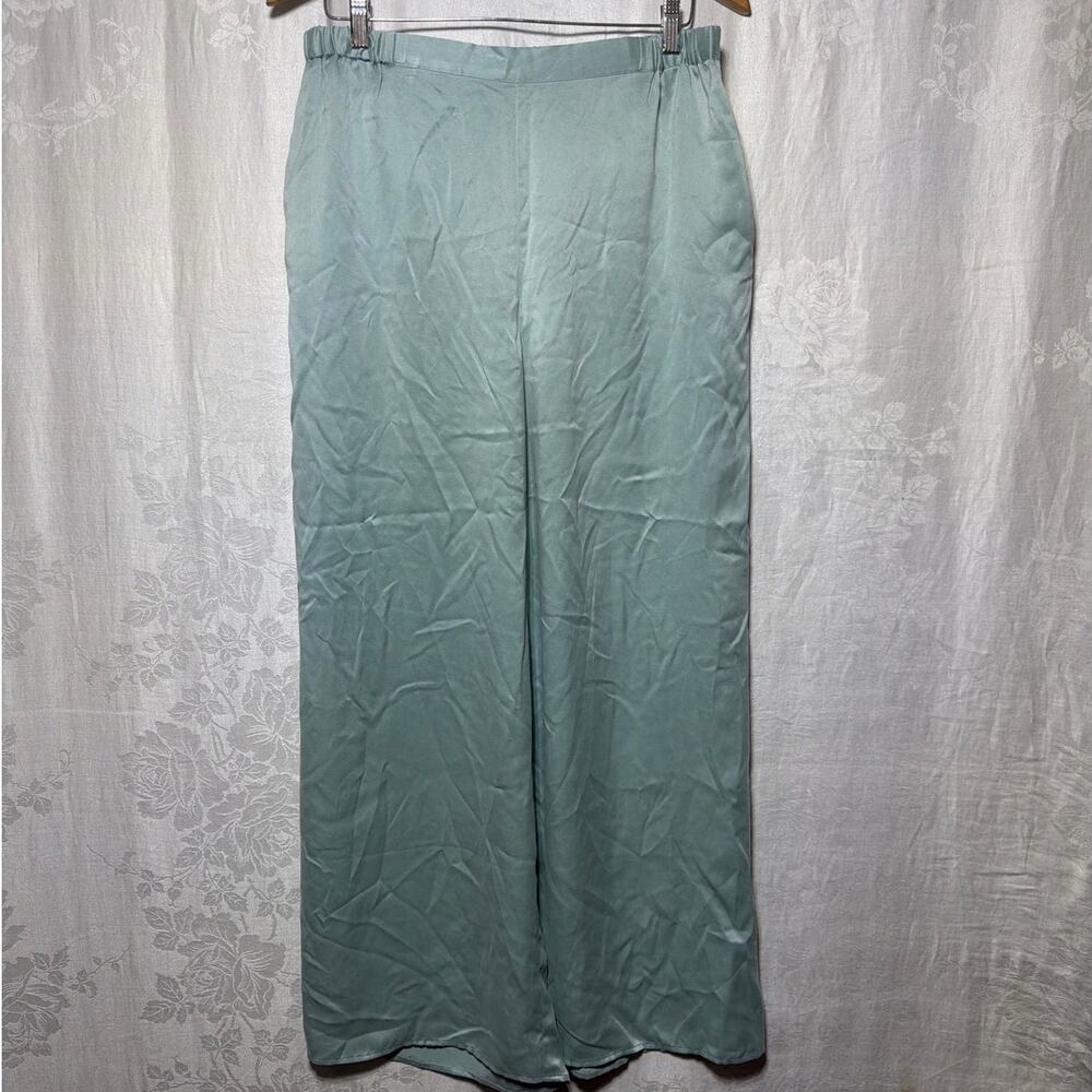 Quince Pull On Pajama Pants Large NEW Wide Leg 100% Washable Silk Mist